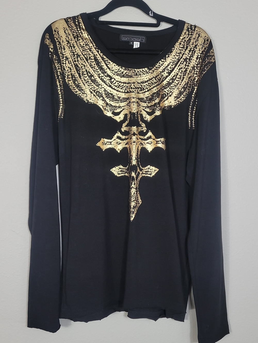 Vintage Smash Gold Metallic Studded Long Sleeve T-Shirt Size Medium
